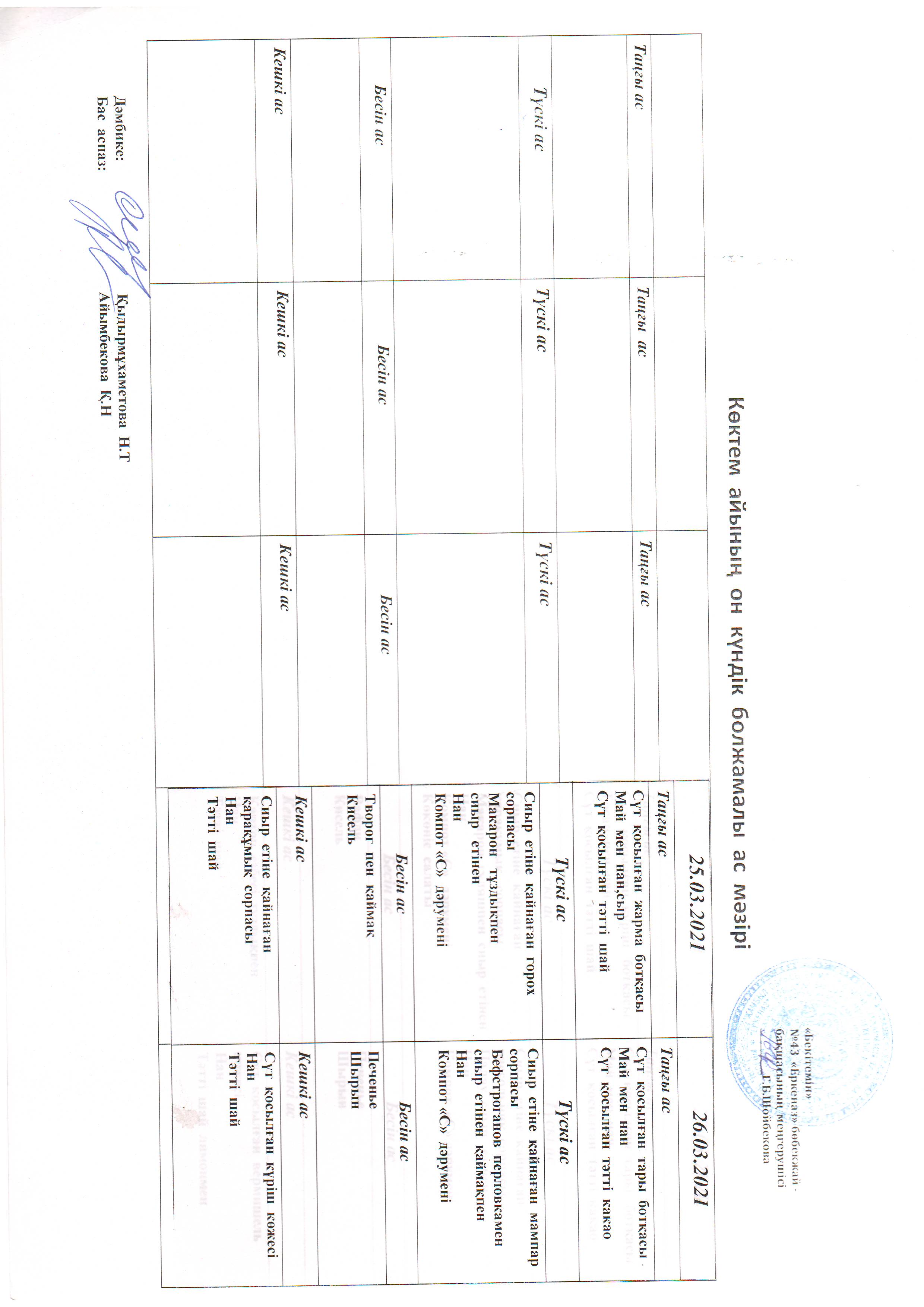 Перспективное меню март 2021