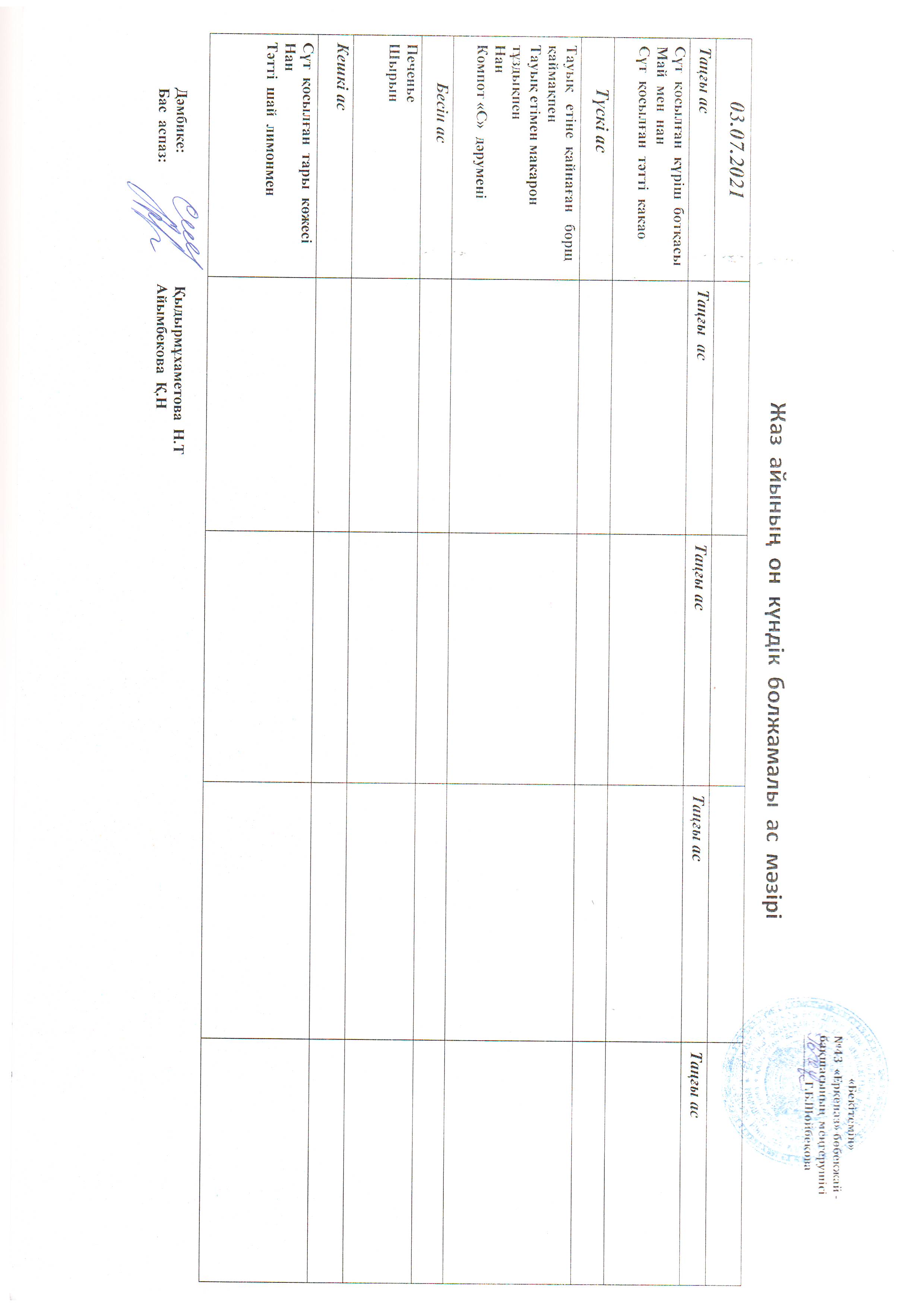 Перспективное меню июль 2021