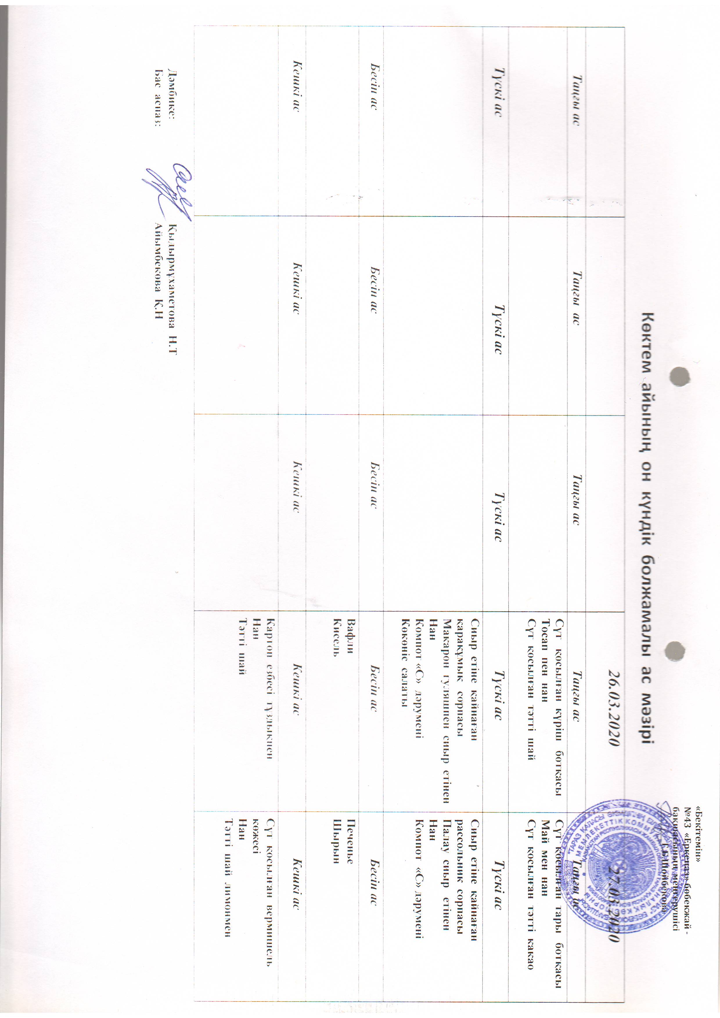 Перспективное меню март 2020