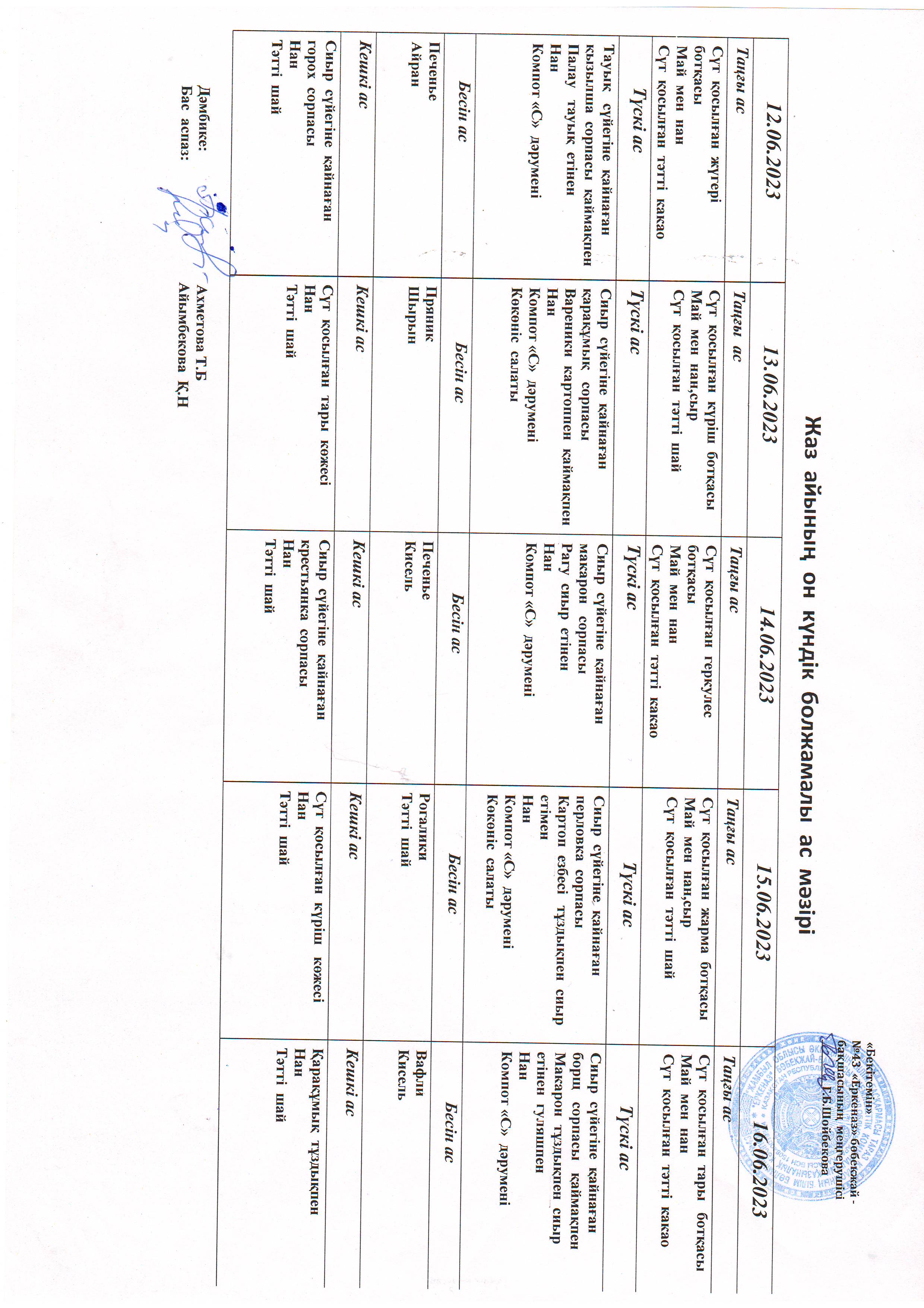 Перспективное меню июнь 2023