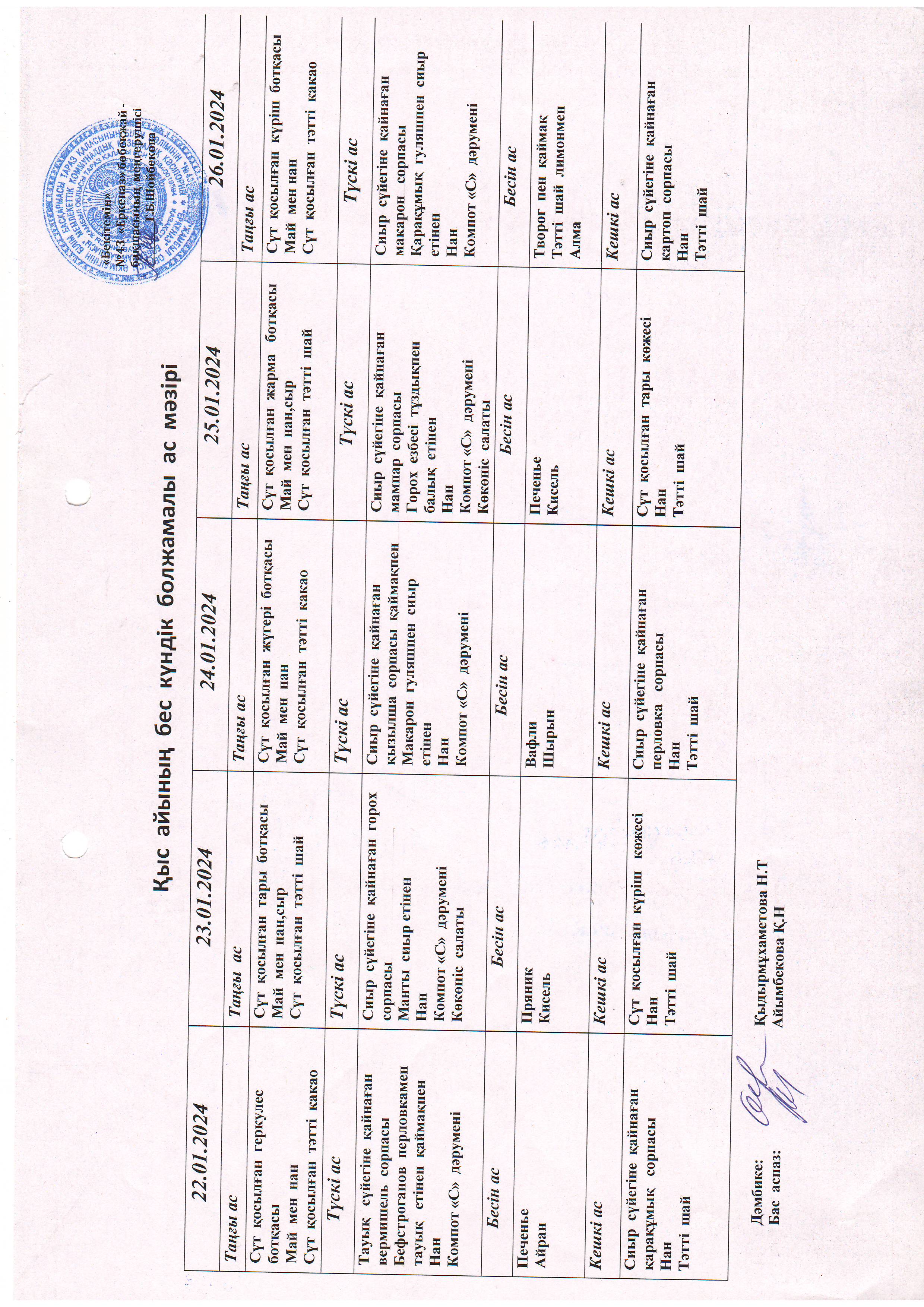 Перспективное меню 22.01.2024