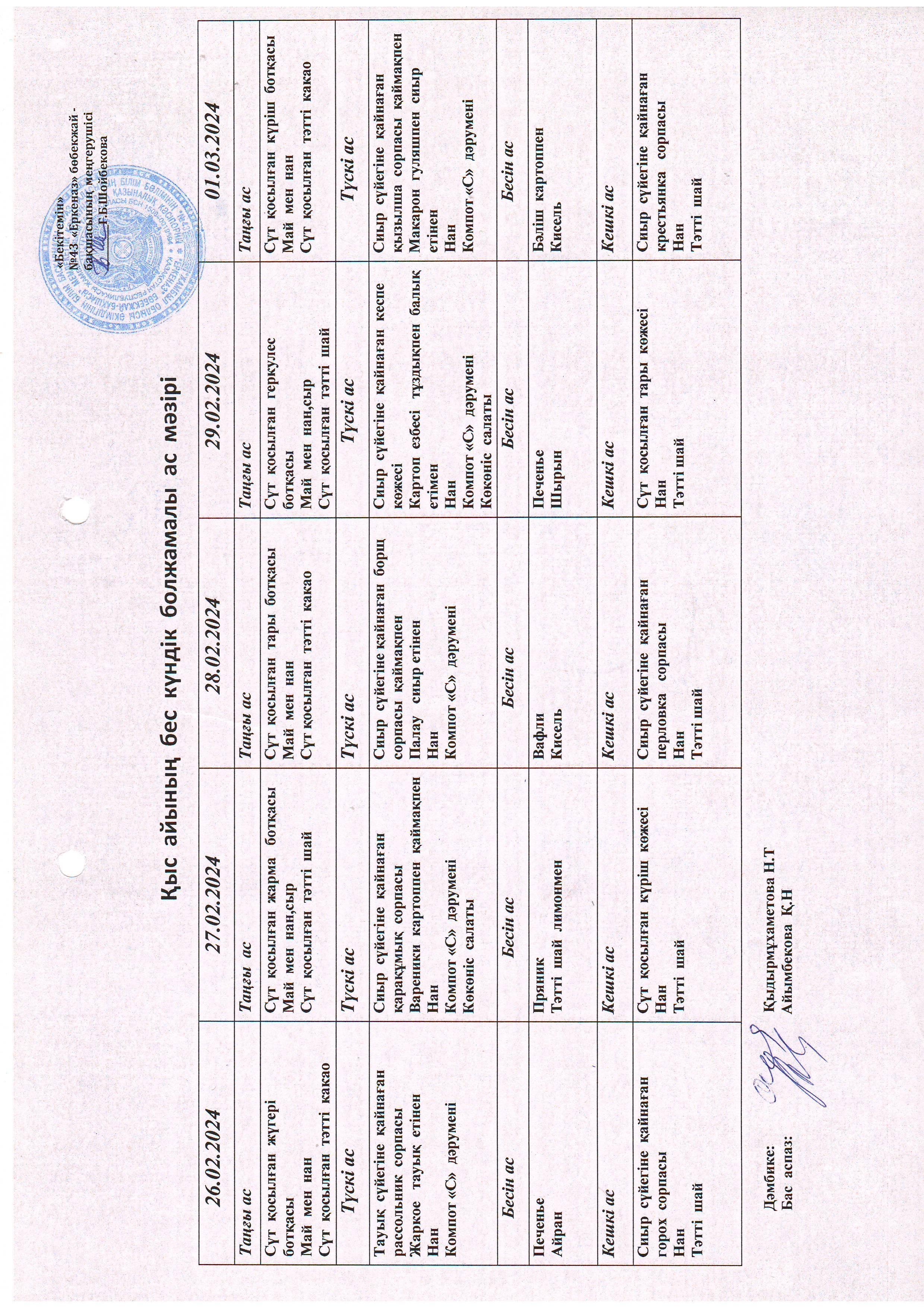 Перспективное меню 26.02.2024