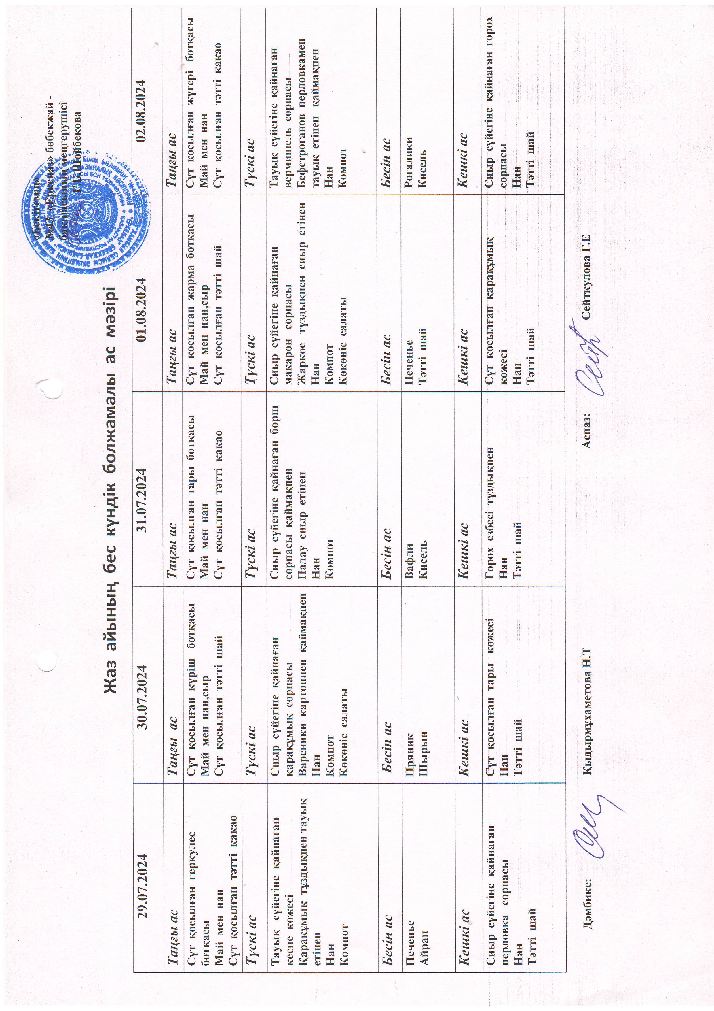 Перспективное меню 29.07.2024