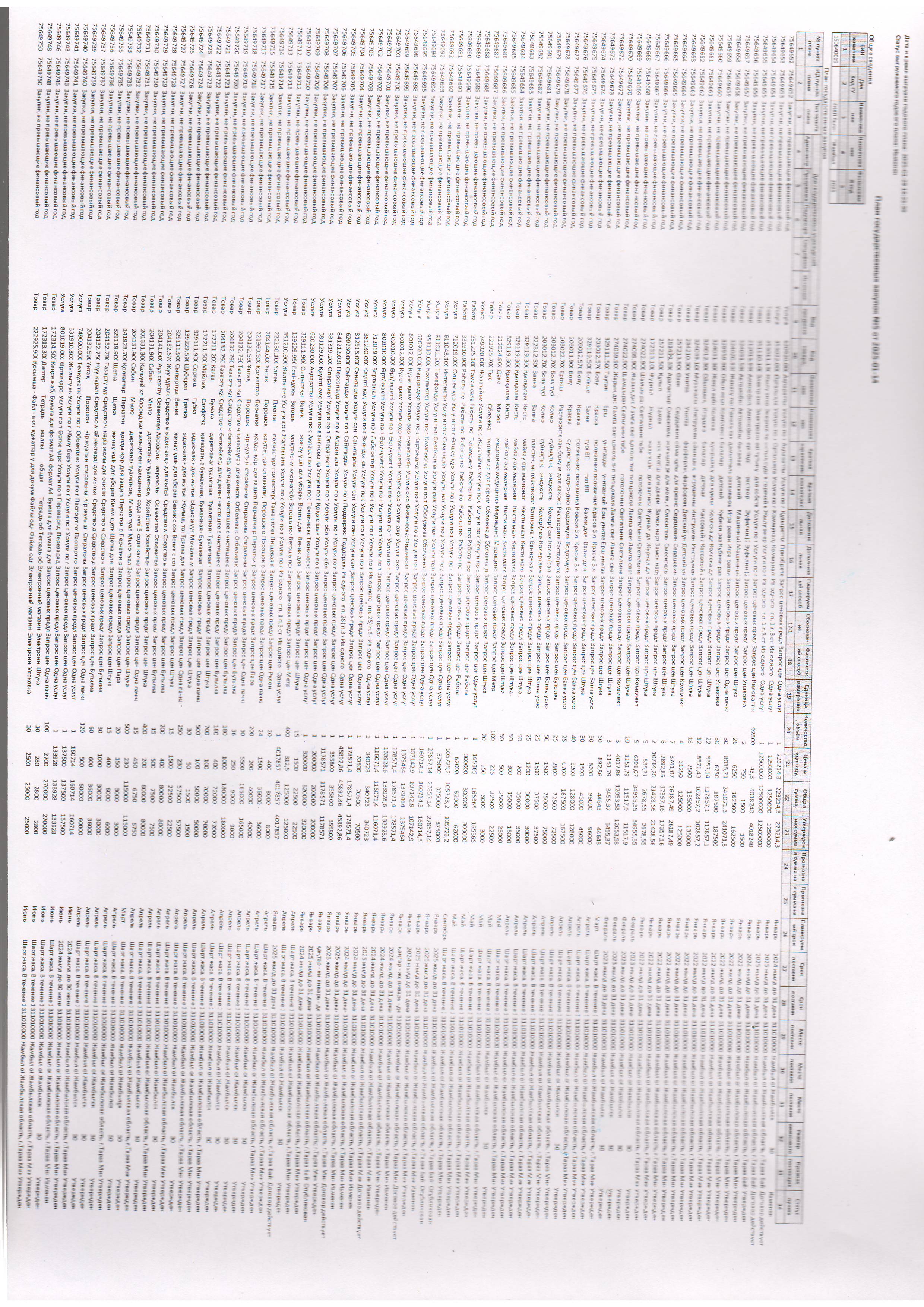 мемлекеттік Сатып алу жоспары 2025 жылға