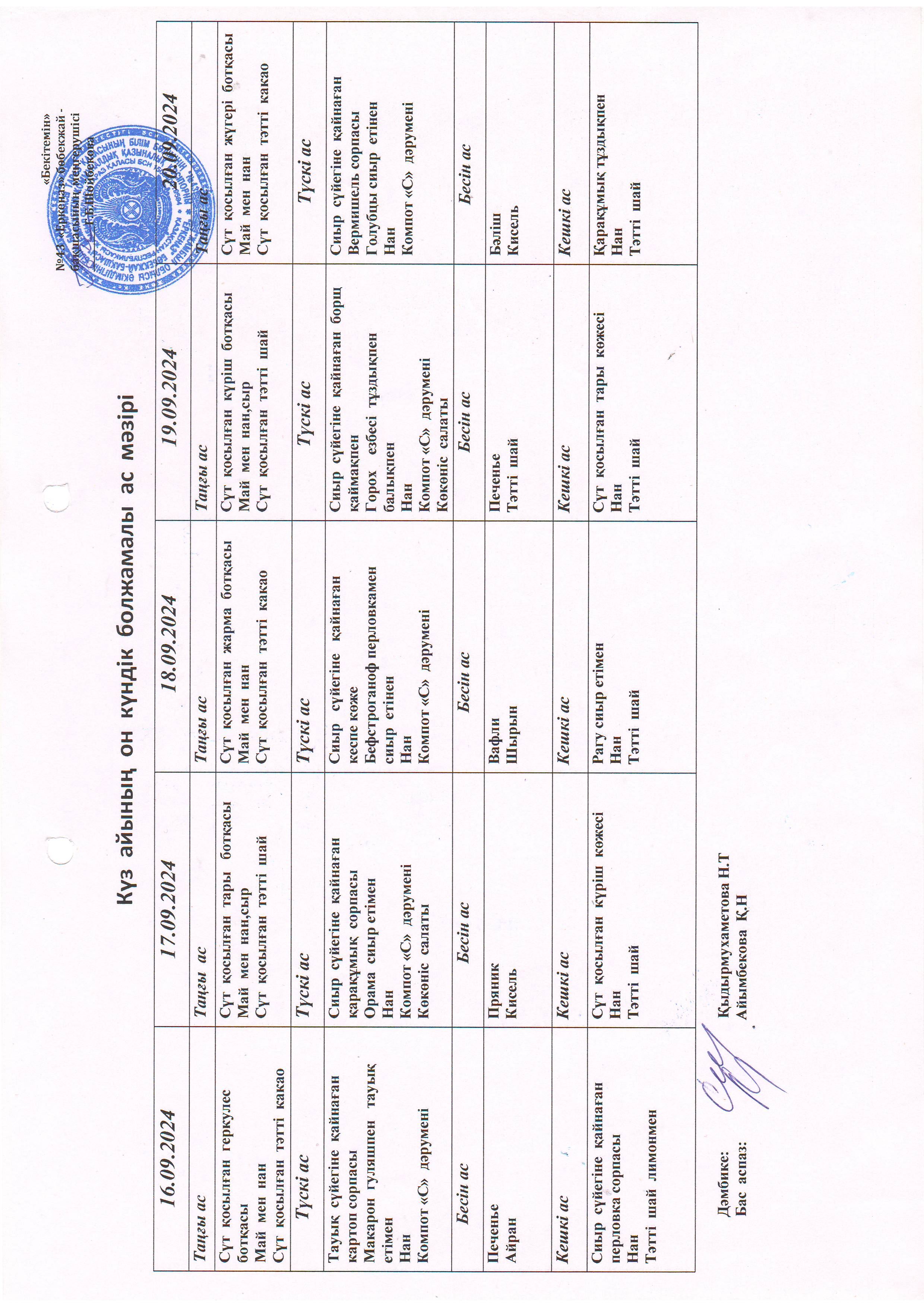 Перспективное меню 16.09.2024