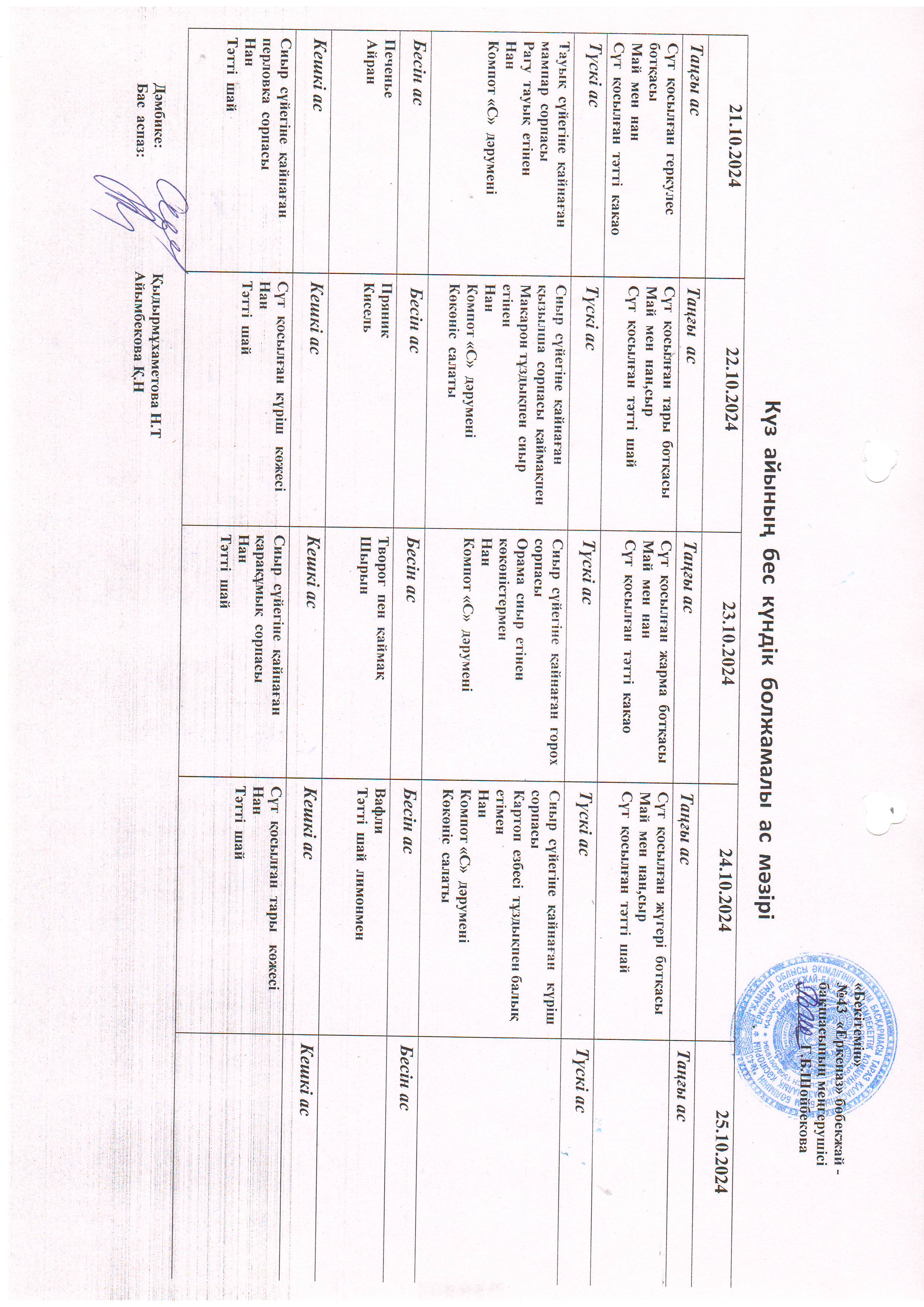 Перспективное меню 21.10.2024