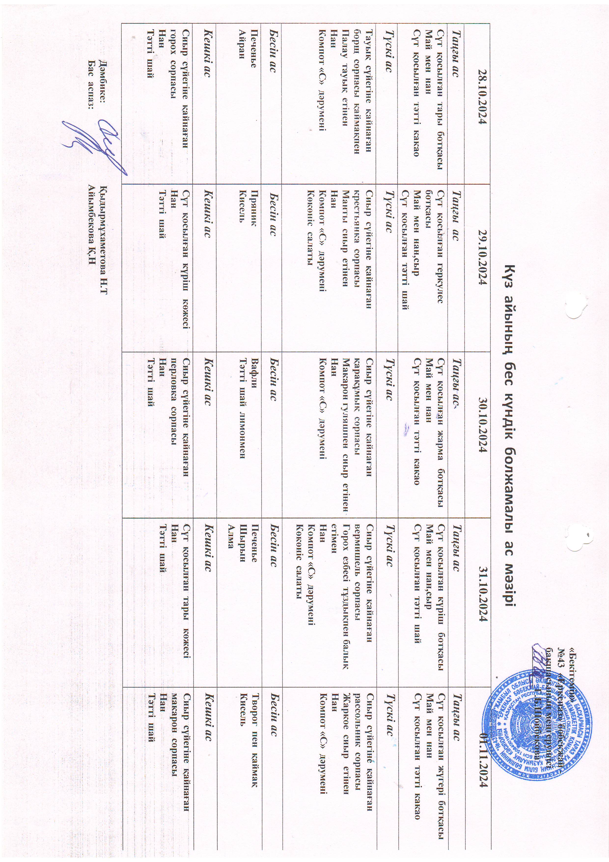 Перспективное меню 28.10.2024