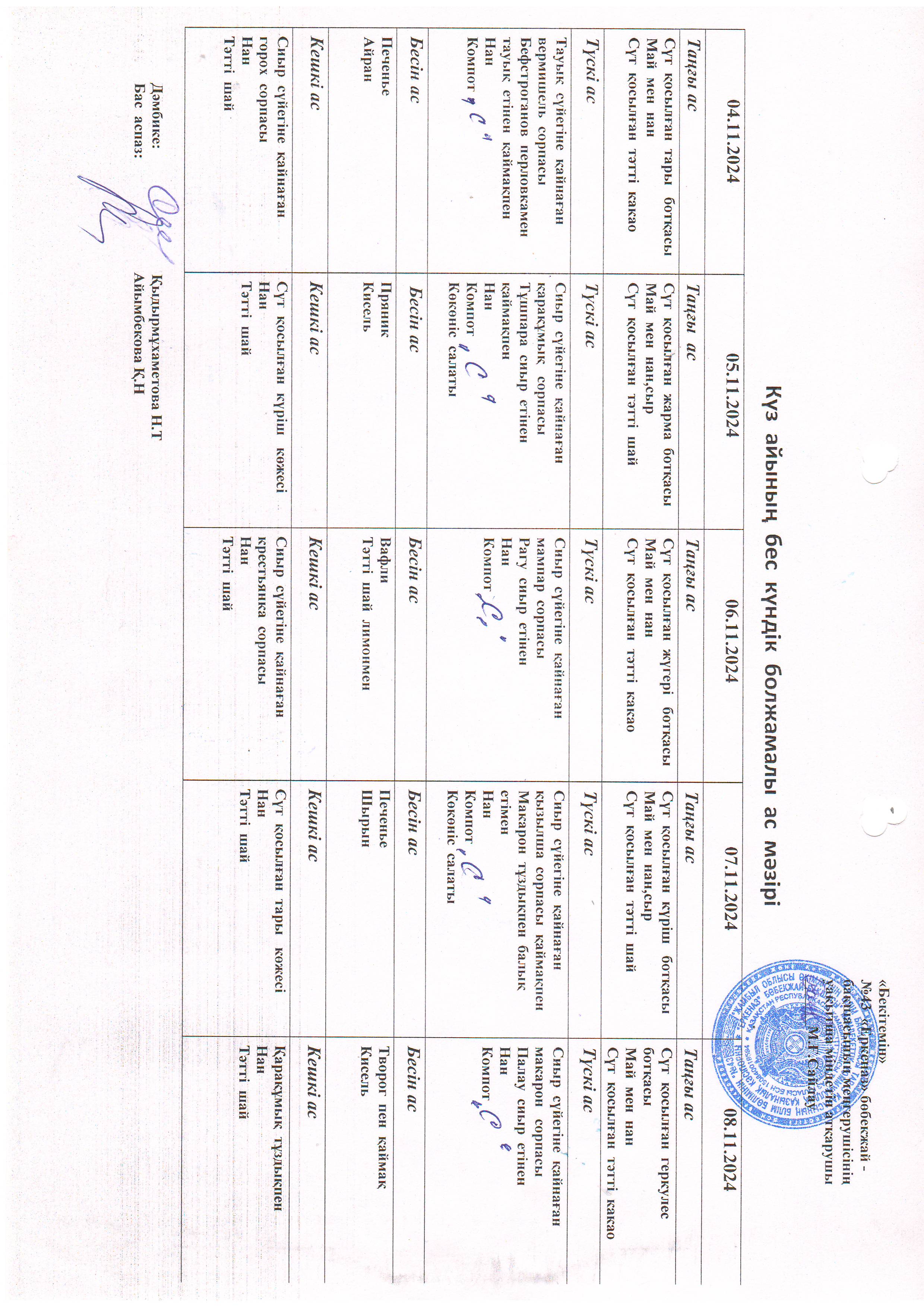 Перспективное меню 04.11.2024